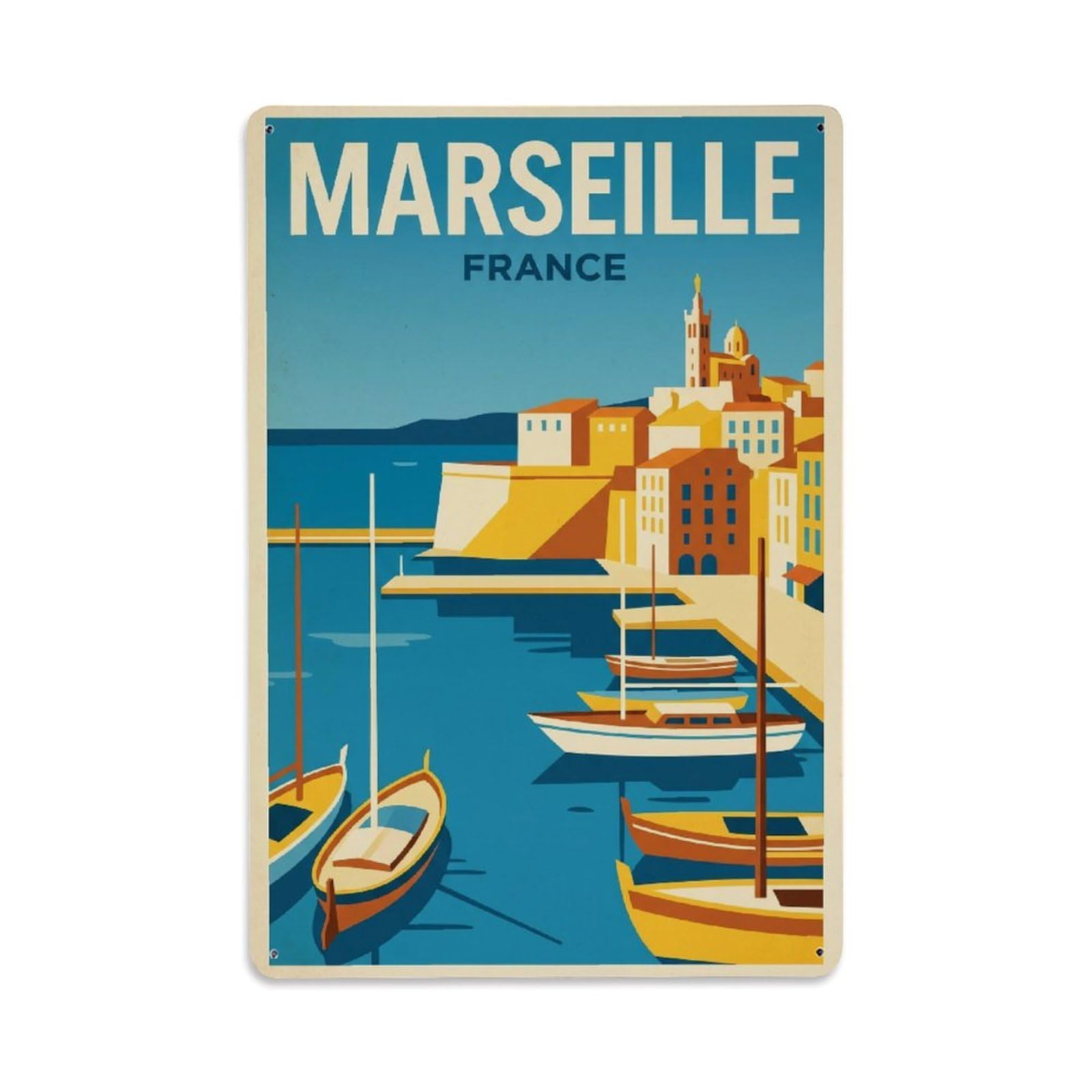France Marseille Vintage Travel Metal Tin Sign