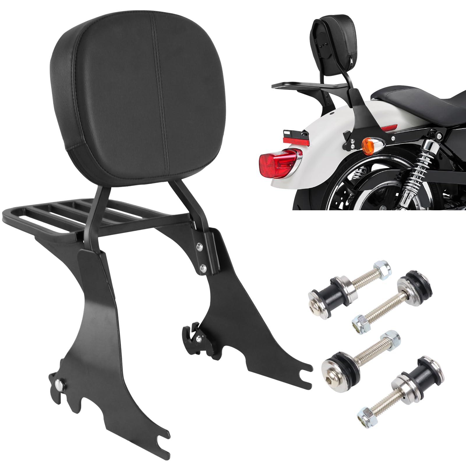 Amazon.com: AUFER Motorcycle Passenger Low Backrest Sissy Bar with