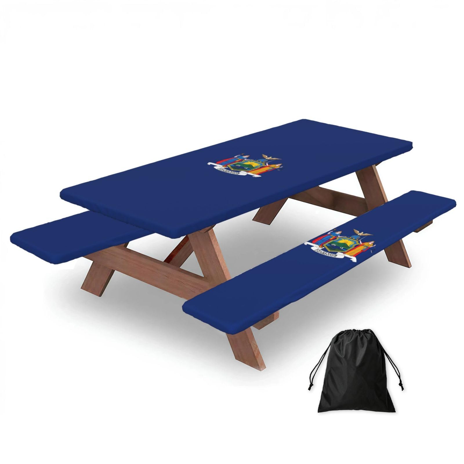 AYYQWE New York Flag Print Picnic Table Bench Cover Outdoor Garden Party Decor Daily Accessory Gift