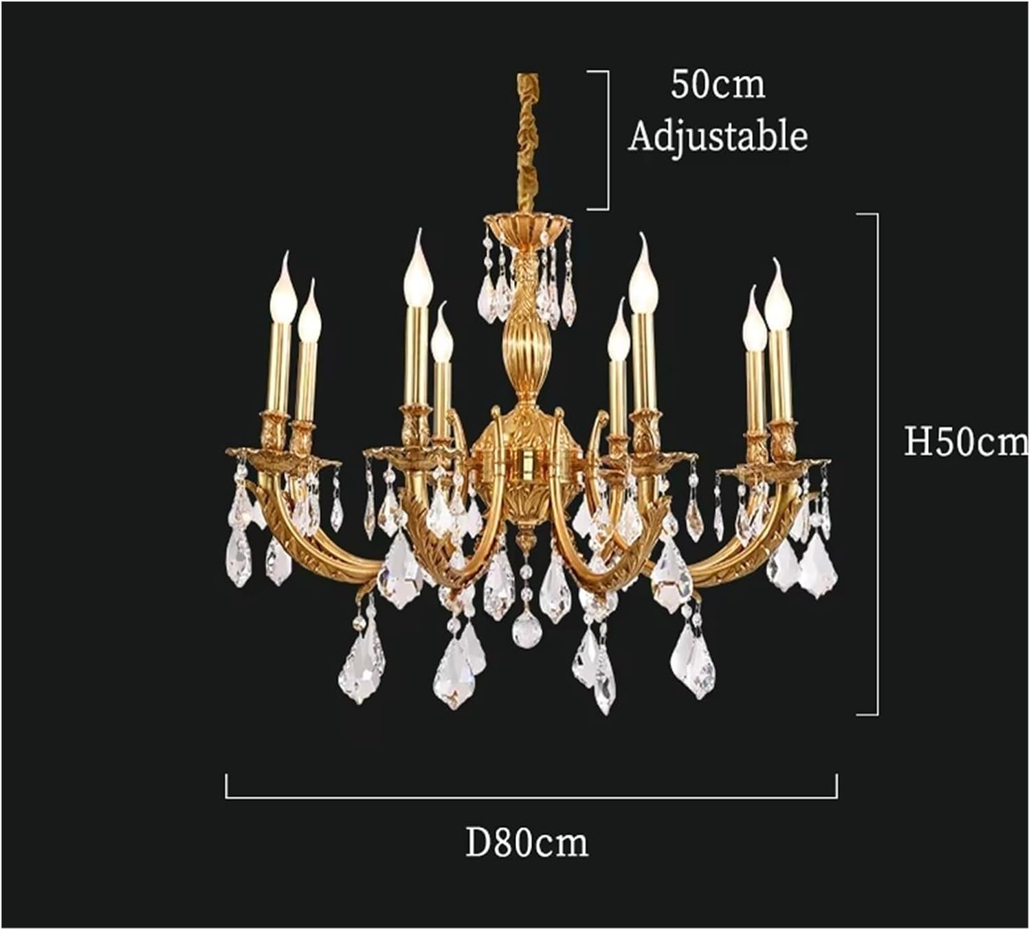 Crystal Candle Brass Pendant Light, Suitable for Villa Living Rooms,for Decoration