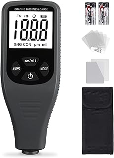 Coating Thickness Gauge Digital Paint Thickness Gauge with Sensor for Automatic Fe-NF Measurement Measuring Range 0-1500um (0-59.1mil) Automotive Car Paint Depth Gauge Test LCD Backlight