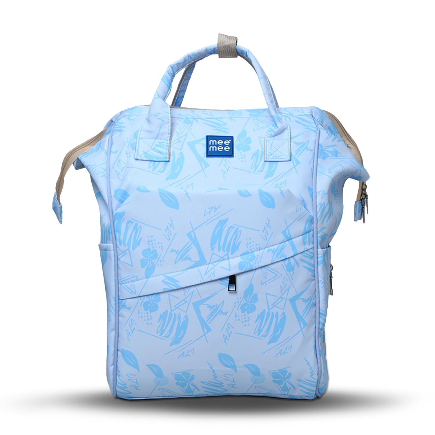 Mee Mee Flora Flex Diaper Bag Backpack | Large Capacity Baby Bag with Multi Pockets | Bottle Warmer Pocket | Changing Mat | Stroller Straps | Travel-Friendly & Comfortable (Sky Blue)-picture-37
