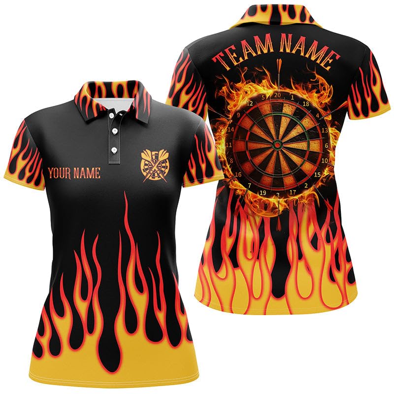 Personalisierte Dartscheibe mit Feuerflammen-Design - 3D-Darts-Shirts für Herren & Damen - Darts-Team-Trikots T1786