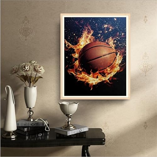 Miniatura 5 de MaiYiYi Pintura de diamante de baloncesto de fuego por números 5D Pintura de diamante redonda completa de baloncesto Pintura de diamante de pintura