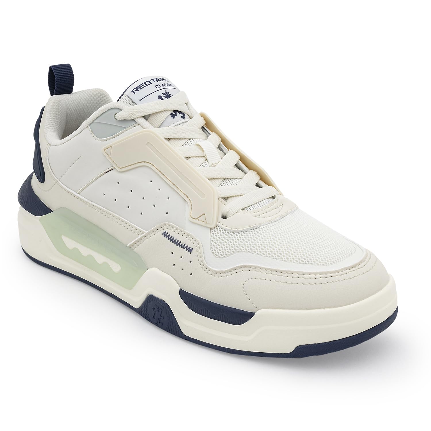Men's Sneakers White Blue Pu Mesh TPU Round Toe Lace-Up-image-6