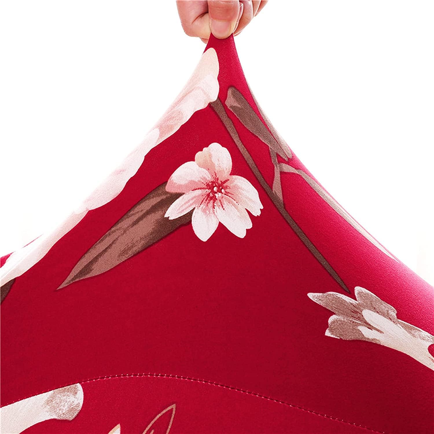 Lukzer 4PC's Red Flower Design Stretchable Dining Chair Cover | Universal Fit Removable Washable Slipcover | 140 GSM Polyester Spandex | Elastic Protective Cover for Home & Hotel Chairs (CC-014-04) 3