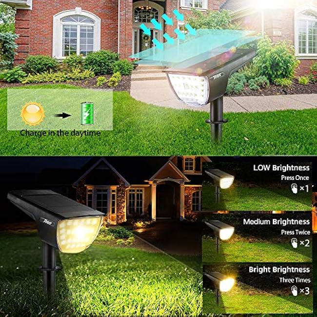 Jior Solar Lights Garden Lights Solar Landscape Lighting Warm White 2 Pack
