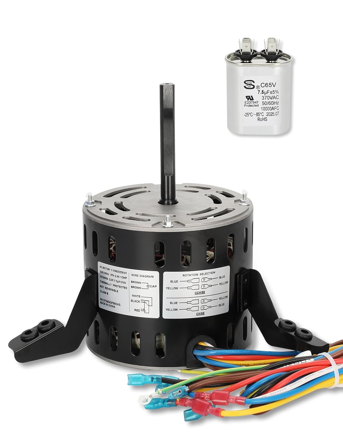 5KCP39GGP993AS Blower Motor, Replaces for GE genteq 5KCP39GGY923S 3S009, 1/3HP 208-230V 1075 RPM, Fits for Goodman Furnace BT1340027S, BT1340027, 11091205, B13400312, Dayton 6DLN0 K55HXRCL-1854