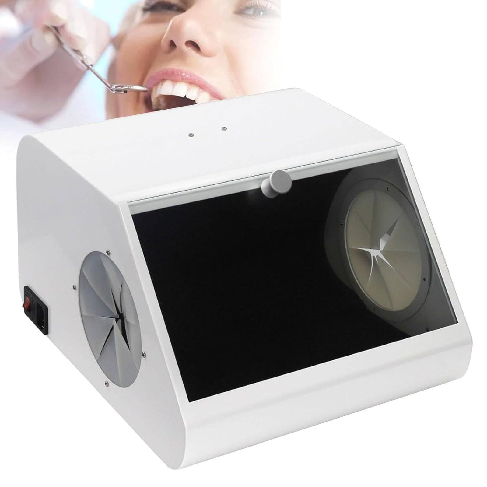 Odpylacz piaskarki laboratoryjnej, wyposażony w podwójny system ssący i lampy LED, odpowiedni do pochłaniania pyłu piaskarskiego, pudełko do szlifowania i polerowania zębów