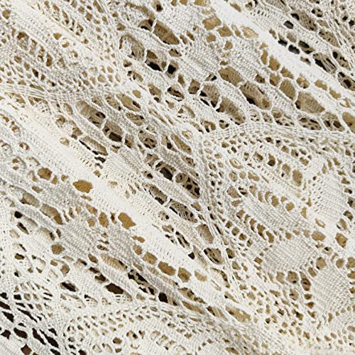 Rustic Crochet Curtains Valance For Kitchen Cotton Lace Curtains For Small Window Farmhouse Tassel Curtains For Coffee Decor Rod Pocket Hollow Sheer Curtain Tiers For Bath 1 Panel W71 X L15 Inch #TOP5