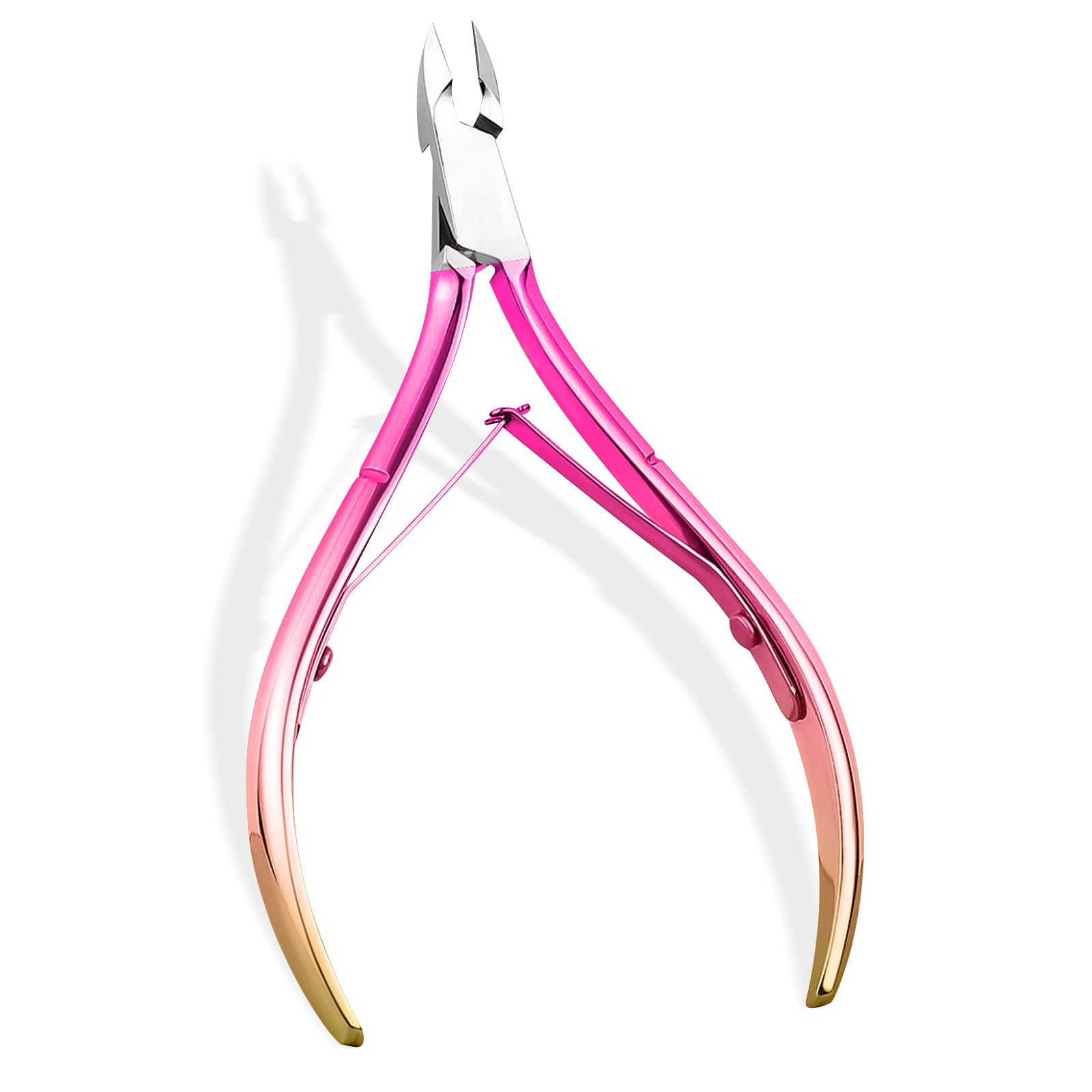 Alicates Cuticulas Acero Inoxidable,Alicates para cutículas,Corta Cuticulas Profesional, Tijeras Cuticulas para Uñas Gruesas o Encarnadas, Pedicura y Manicura,Degradado Rosa.