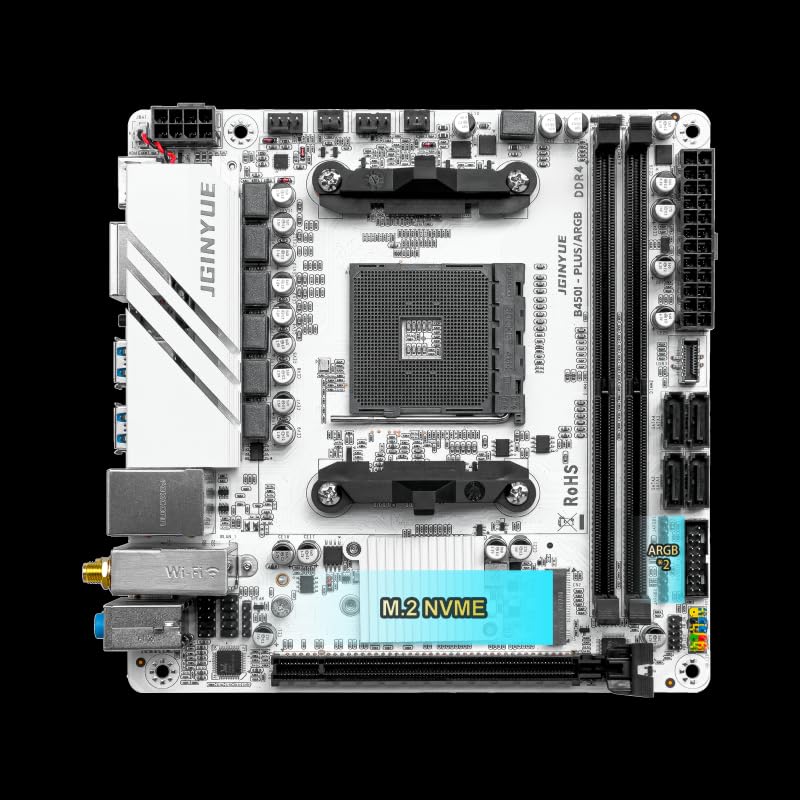 JGINYUE ITX AMD AM4 B450 ARGB Computer Motherboard supports DDR4