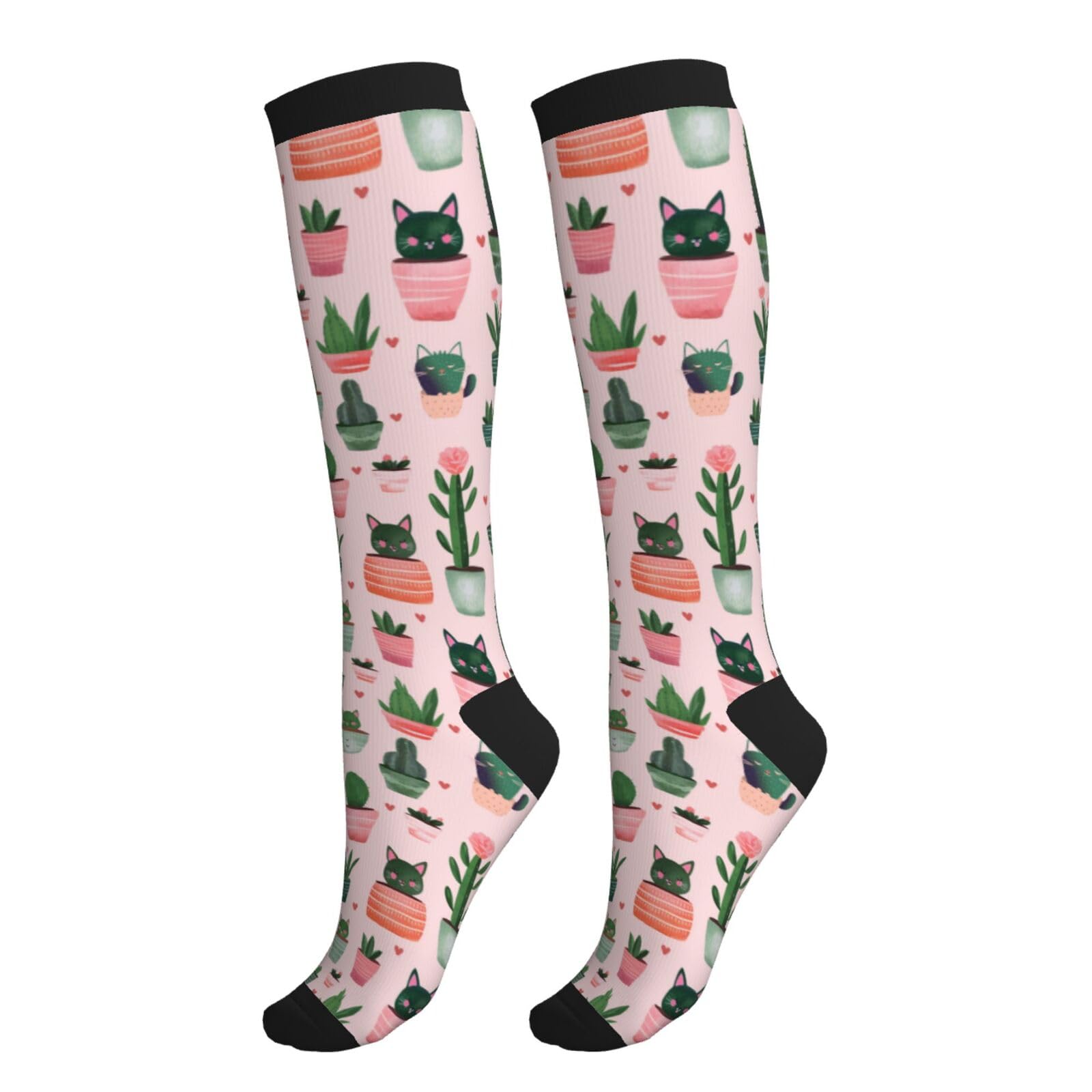 Yealedee Compression Socks Calf Knee High Support Socks Novelty For Women Men Athletic Running Hiking Nurse