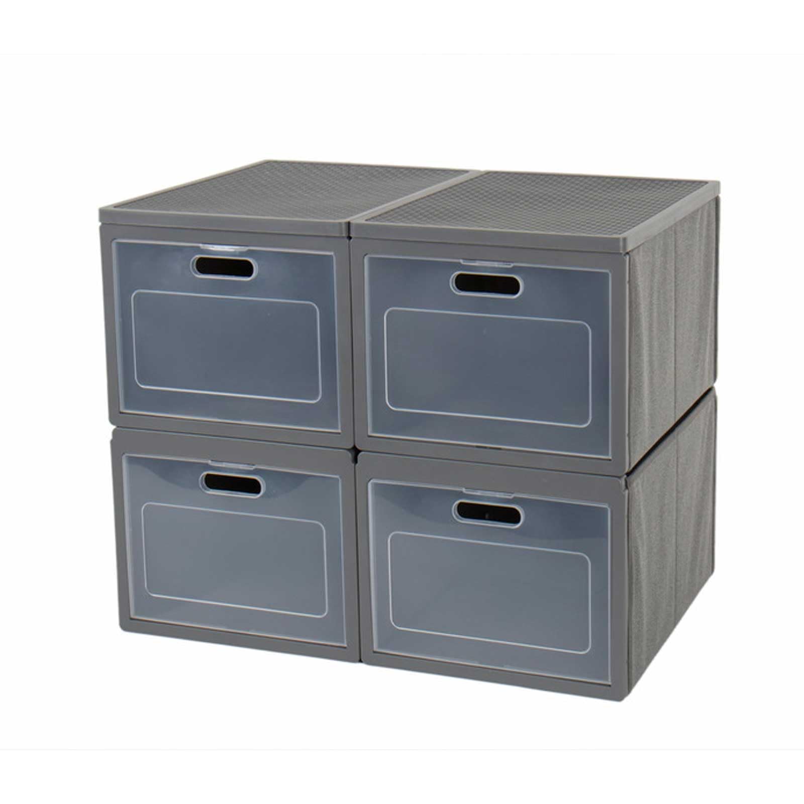 Camping Faltschrank Box 4 Campingschrank mit 4 Fächern grau 60x40x50cm Faltbox Schubladenschrank Stoffbox Küche, Haushalt & Wohnen