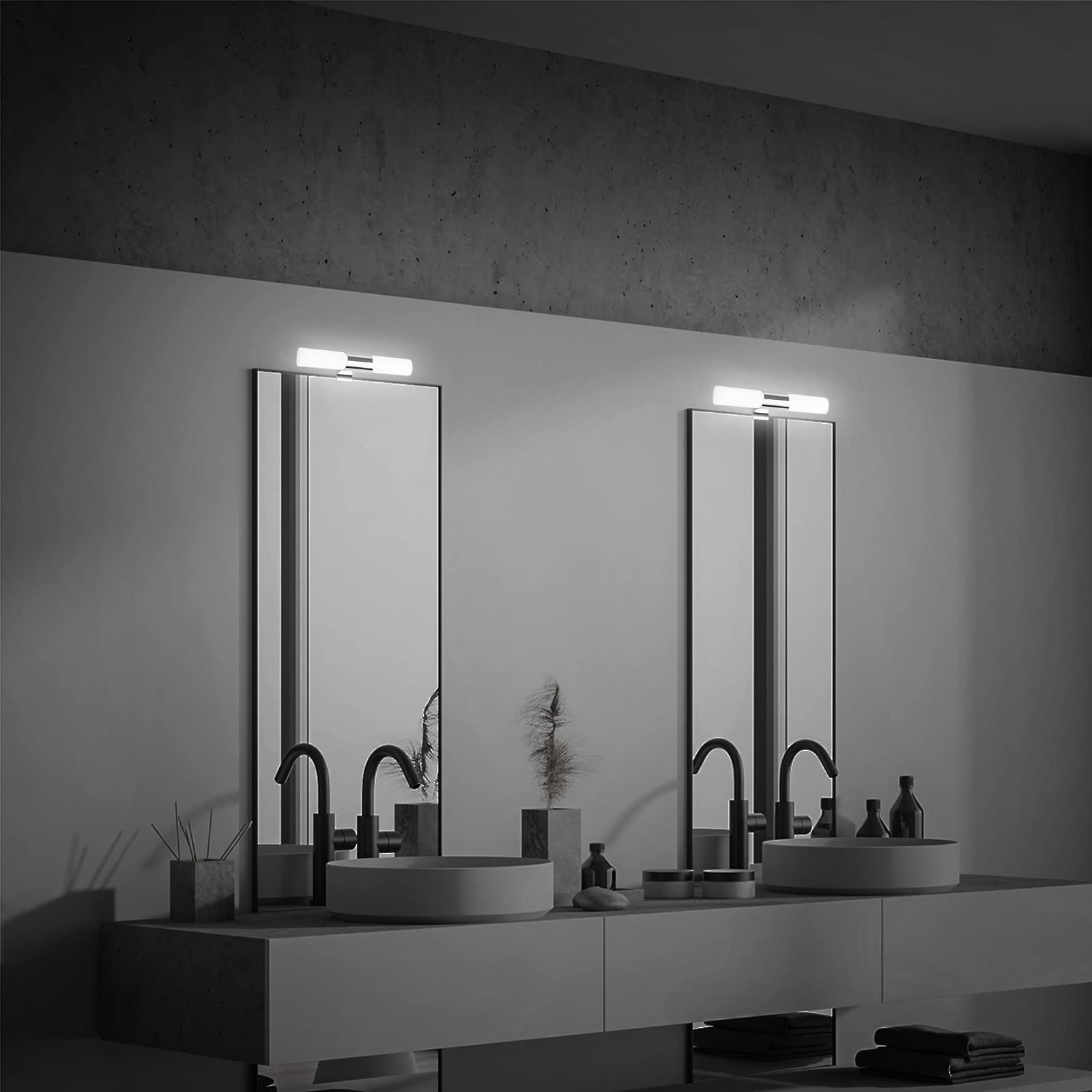BRILONER - Lampada a LED a specchio per il bagno, lampada a specchio per il bagno, IP44, colore della luce bianco neutro, 7W, cromo, 32 cm