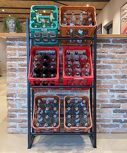 QUICK STAR Getränkekistenregal 71x30x140cm für 6 Kästen Getränkekistenhalter Standregal