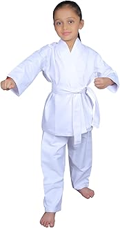 IndiaDressWala Karate Uniform| Judo| Cotton Dress for Kids Boys and Girls |Full White Set with Shirt, Pant and White Belt
