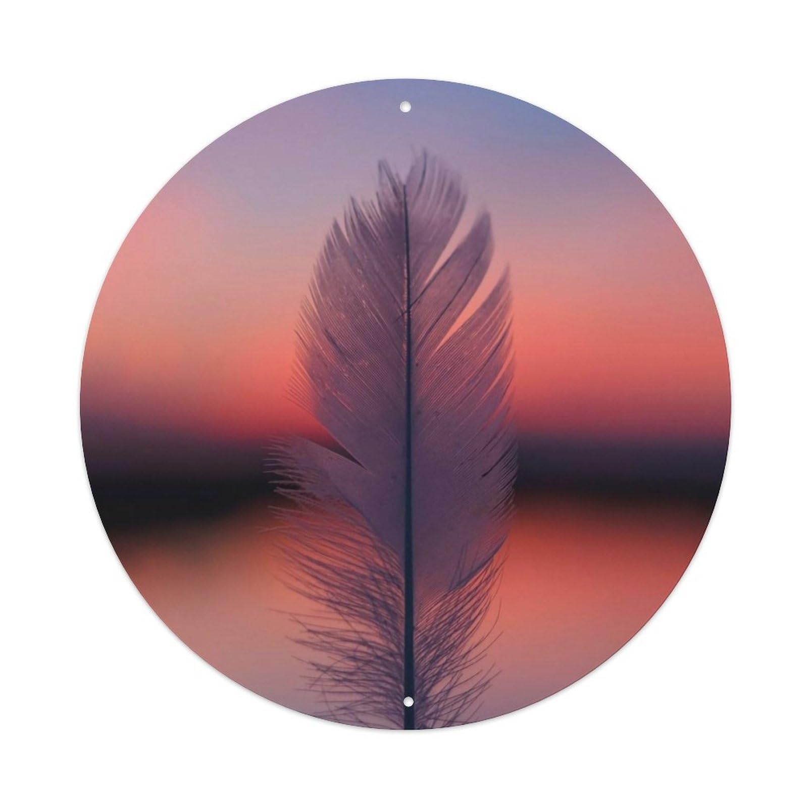 Sunset Feather Minimal Nature Photography Metal Tin Sign