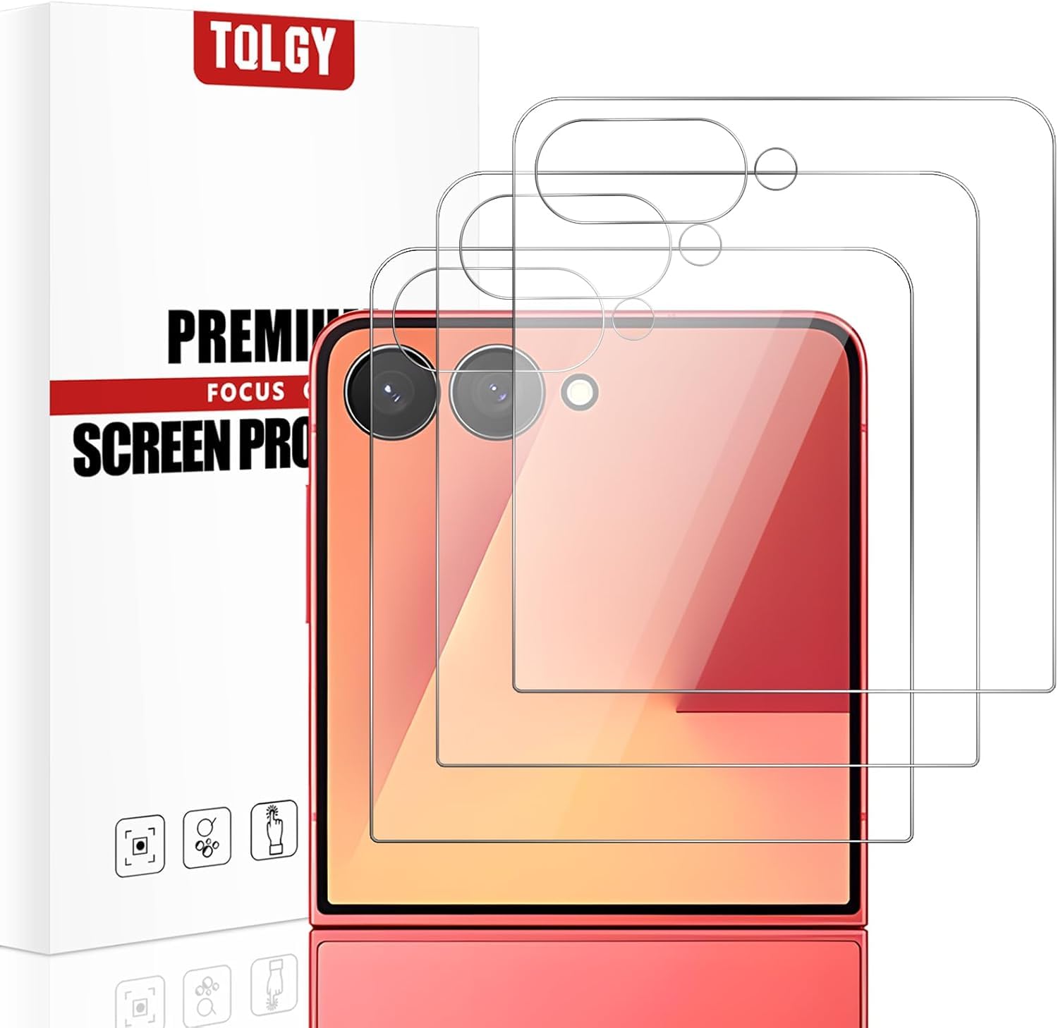 TQLGY Tempered Glass Screen Protector for Samsung Galaxy Z Flip 7, 9H Hardness, HD Clear, Anti-Scratch, Case-Friendly, Bubble-Free Installation, 3-Pack