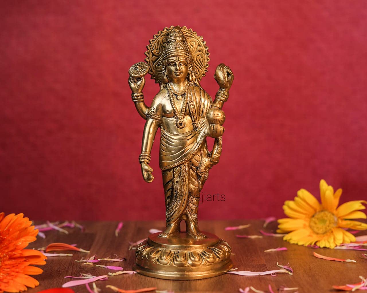 Buy SHIVAJIARTS Lord Dhanvantri Brass Statue, 22CM Dhanwantari God of Ayurveda, Vishnu Statue