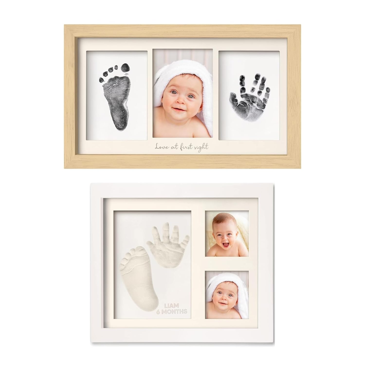 KeaBabies Inkless Baby Hand And Footprint Kit Frame and Baby Hand and Footprint Keepsake Kit - Personalized Baby Picture Frame for Newborn - Baby Footprint Kit
