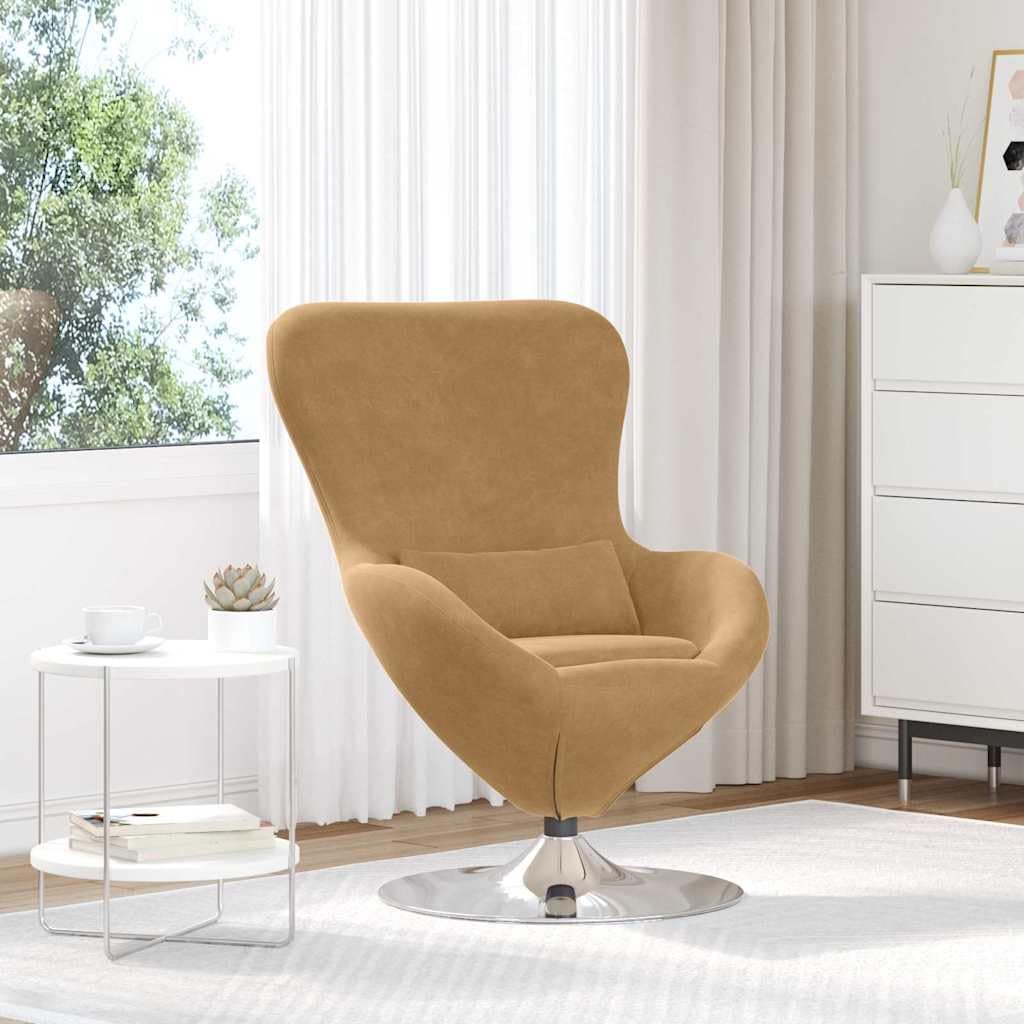 Sillón de salón de terciopelo marrón – Moderno sillón giratorio con base giratoria de 360° para salón y dormitorio – Elegante sillón relax con reposabrazos – Sillón acolchado para la esquina