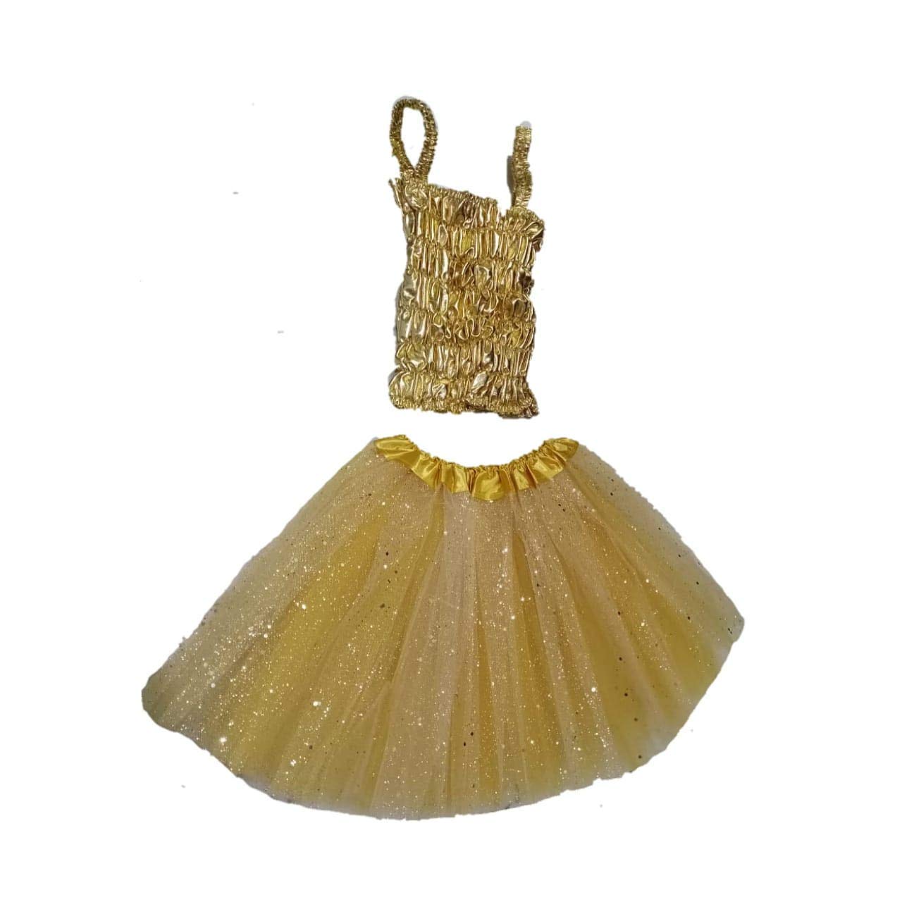 Skirt Top Golden Western Tutu Dance Fancy Dress Costume for Kids 5-6years-image-8