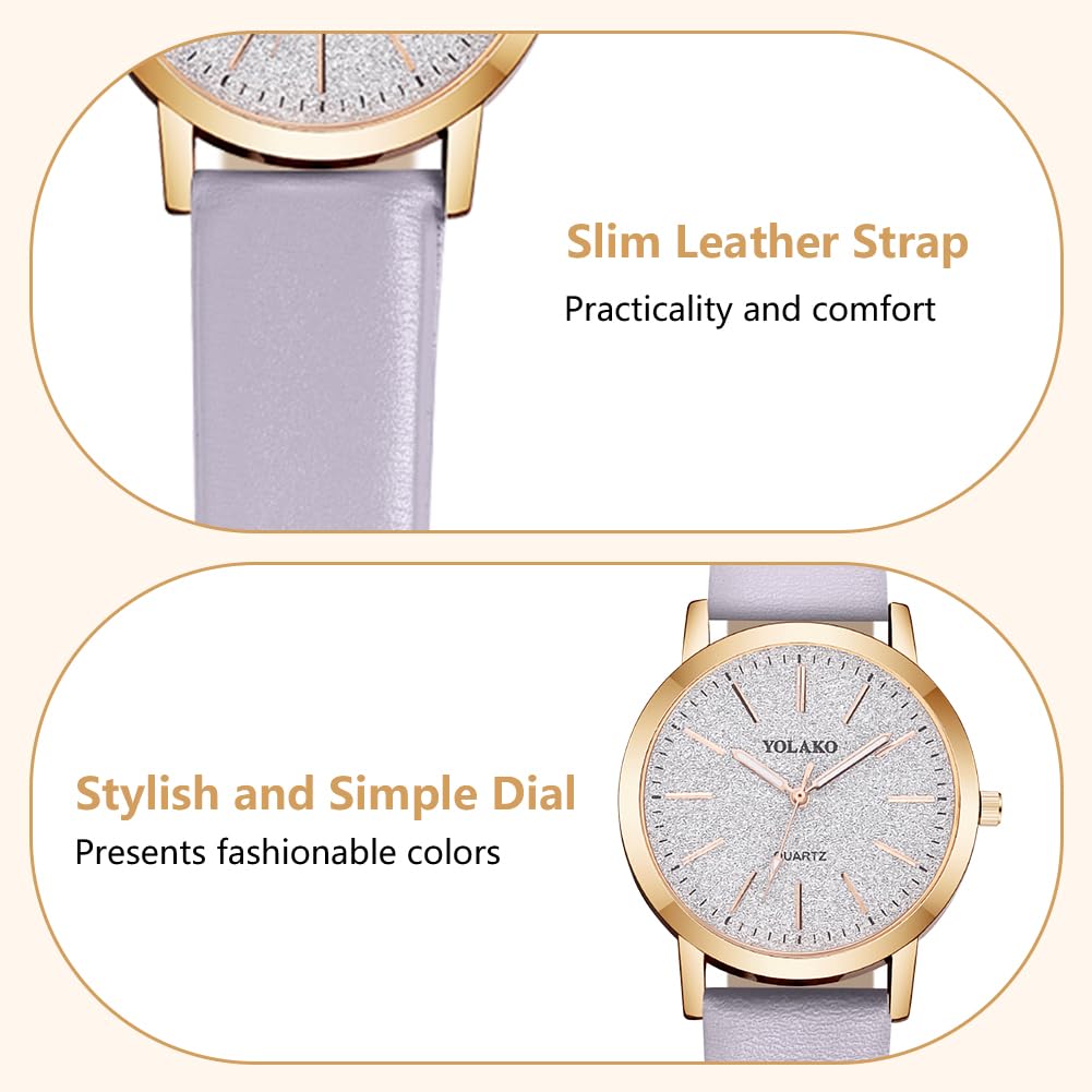OFFCUP Reloj de Cuero para Mujer, Reloj de Analógico Cuarzo con Esfera Estrellada, Reloj Mujer de 3 manecillas, Reloj de Pulsera Informal de Moda Premium para Mujeres Damas y Niñas