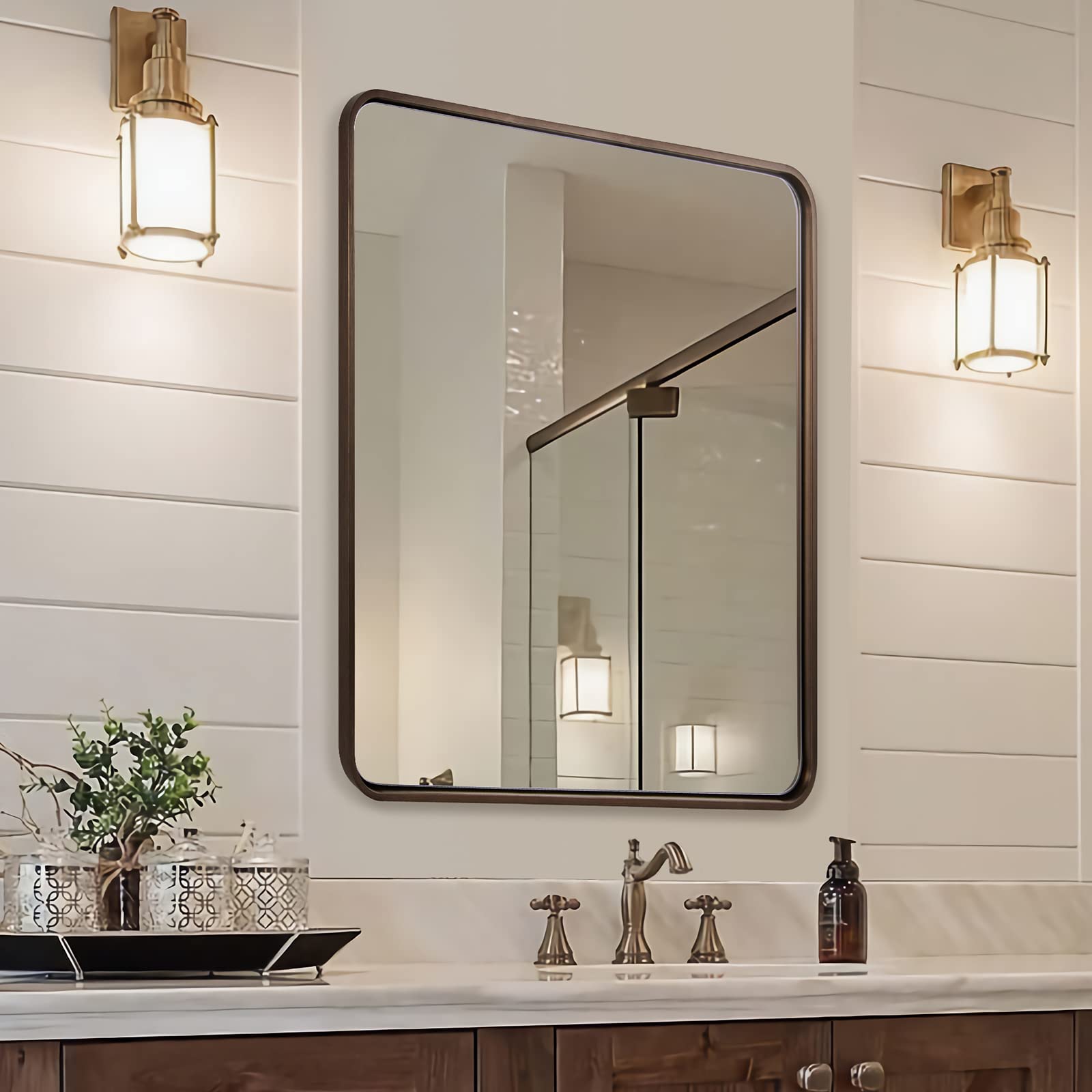 ANDY STAR Bronze Bathroom Mirror for Wall, 30x36'' Mirrors for Vanity