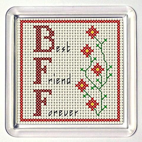 Cross stitch Coaster Kit 'Best Friends Forever' Cover
