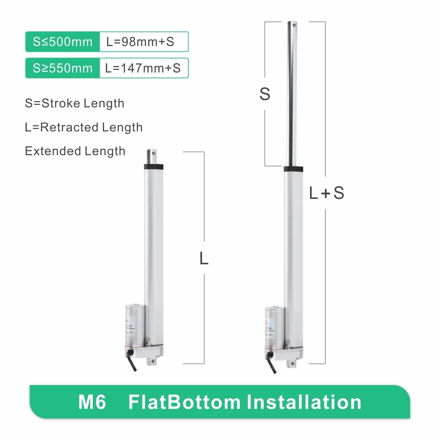Actuador lineal 550 mm 600 mm 650 mm Carrera DC 12-48 V 200-900N Motor eléctrico de accionamiento lineal Velocidad 6-40 mm/s Herramientas industriales(12V 300N 30mm/s stroke 550mm)