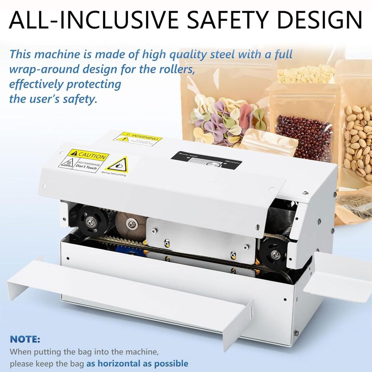 Máquina selladora Continua automática,Sellador térmico de plástico con Ajuste de Temperatura y Velocidad,Máquina envasadora de Alimentos de 6m/min,Temperatura de Sellado térmico de 50-200℃