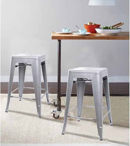 Miniatura 7 de GIA Taburete de mostrador sin espalda de 24 pulgadas cantidad de 1 gris con asiento de madera oscura