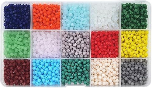 INSPIRELLE Aproximadamente 2400 cuentas de bicona multicolor opacas de 0.157 pulgadas para hacer pulseras de joyería y pulseras de cuentas de