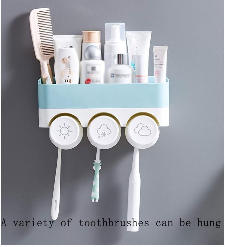 Toothbrush Cup Holder - Simple Bathroom Wall-Mounted Mouthwash Set Wall Rack(Blue)