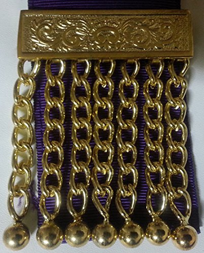 Masonic Apron- Past Master Apron Purple Gold With Fringe (Purple) #TOP4