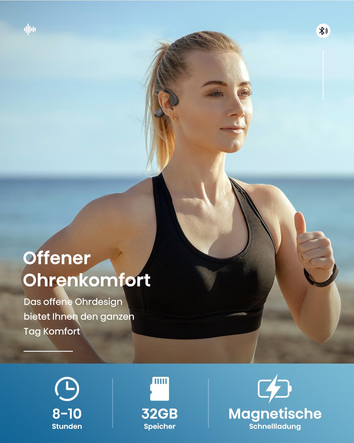 Guudsoud - Auriculares impermeables para natación y conducción ósea con Bluetooth 5.3, memoria MP3 de 32 G integrada