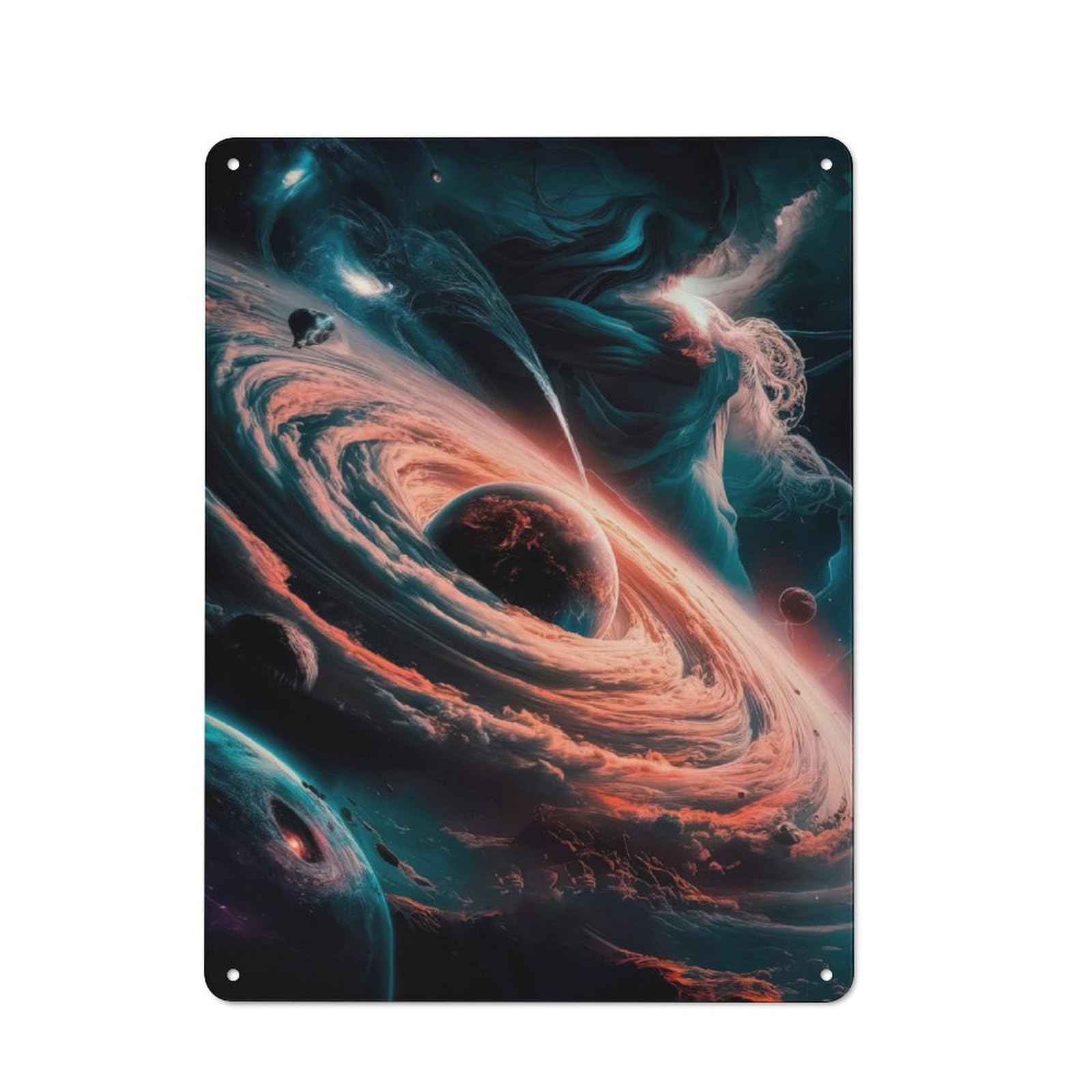 Junmoney Galactic Vortex Tin Wall Plaque 40X30cm With For Dining Room Or Kitchen, A Metal Wall Feature For Kitchens And Dining Spaces