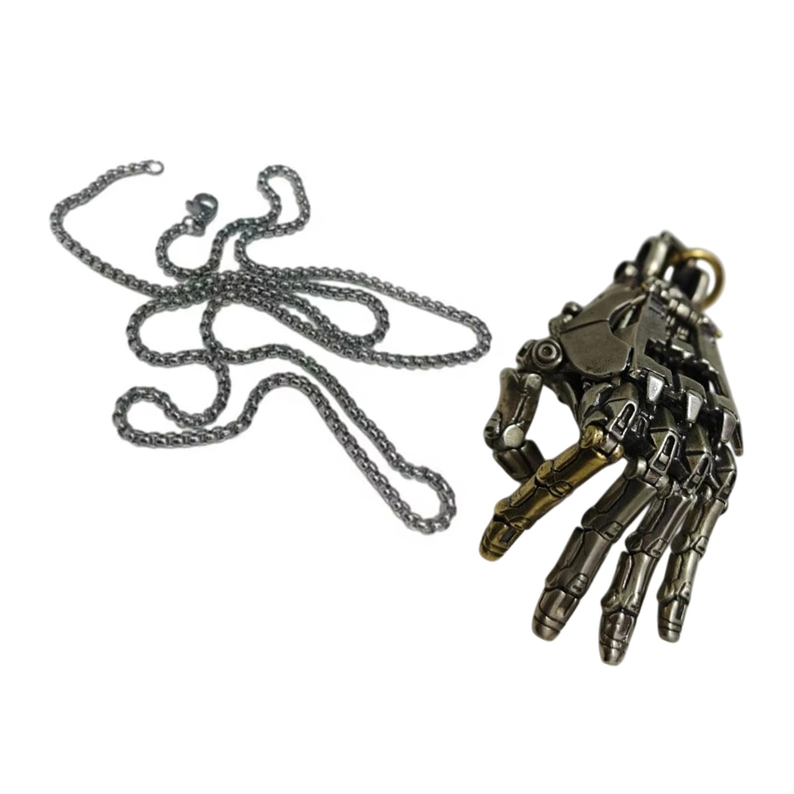 Maxtonser Handmade Mechanical Hand Necklace Copper Pendant Movable Finger Joints Robot Hand Charm Jewelry For Men And Women