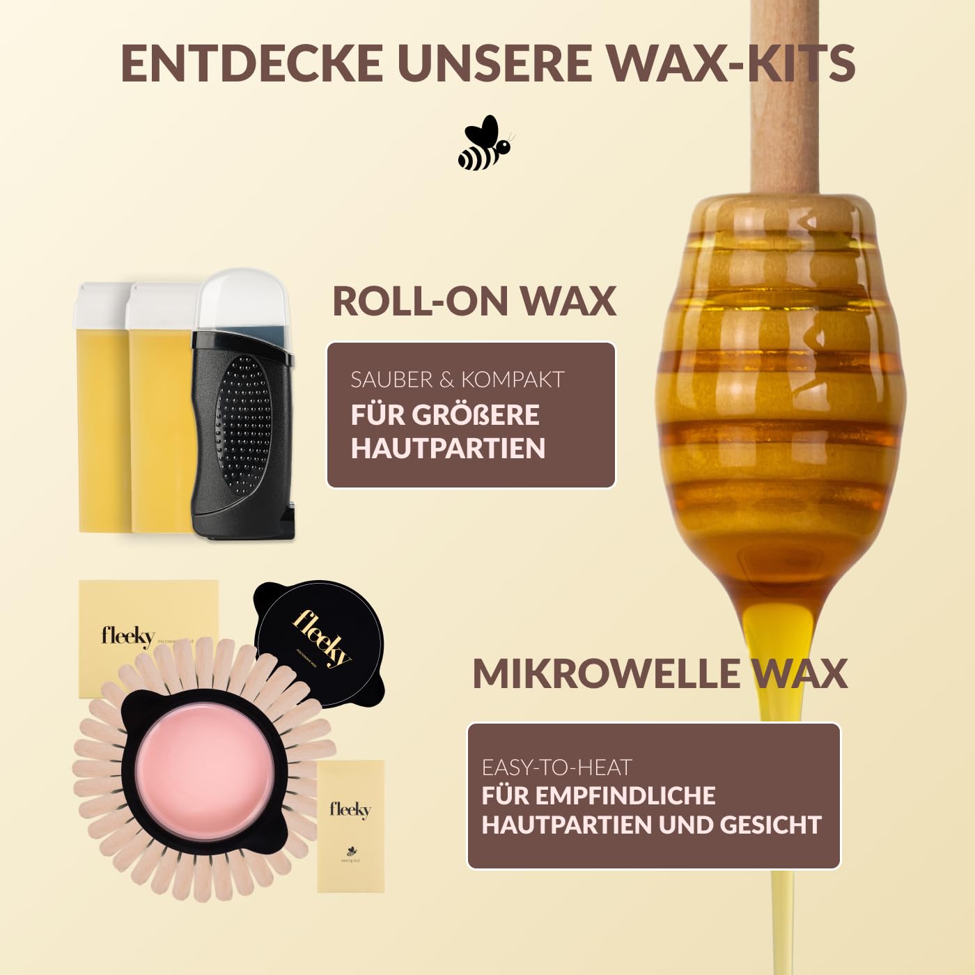 fleeky Wax Heater Kit - elektrisches waxing Komplett-Set mit Wachswärmer für seidenglatte Haut on fleek, professionelle Ergebnisse und anfängerfreundliche Handhabung