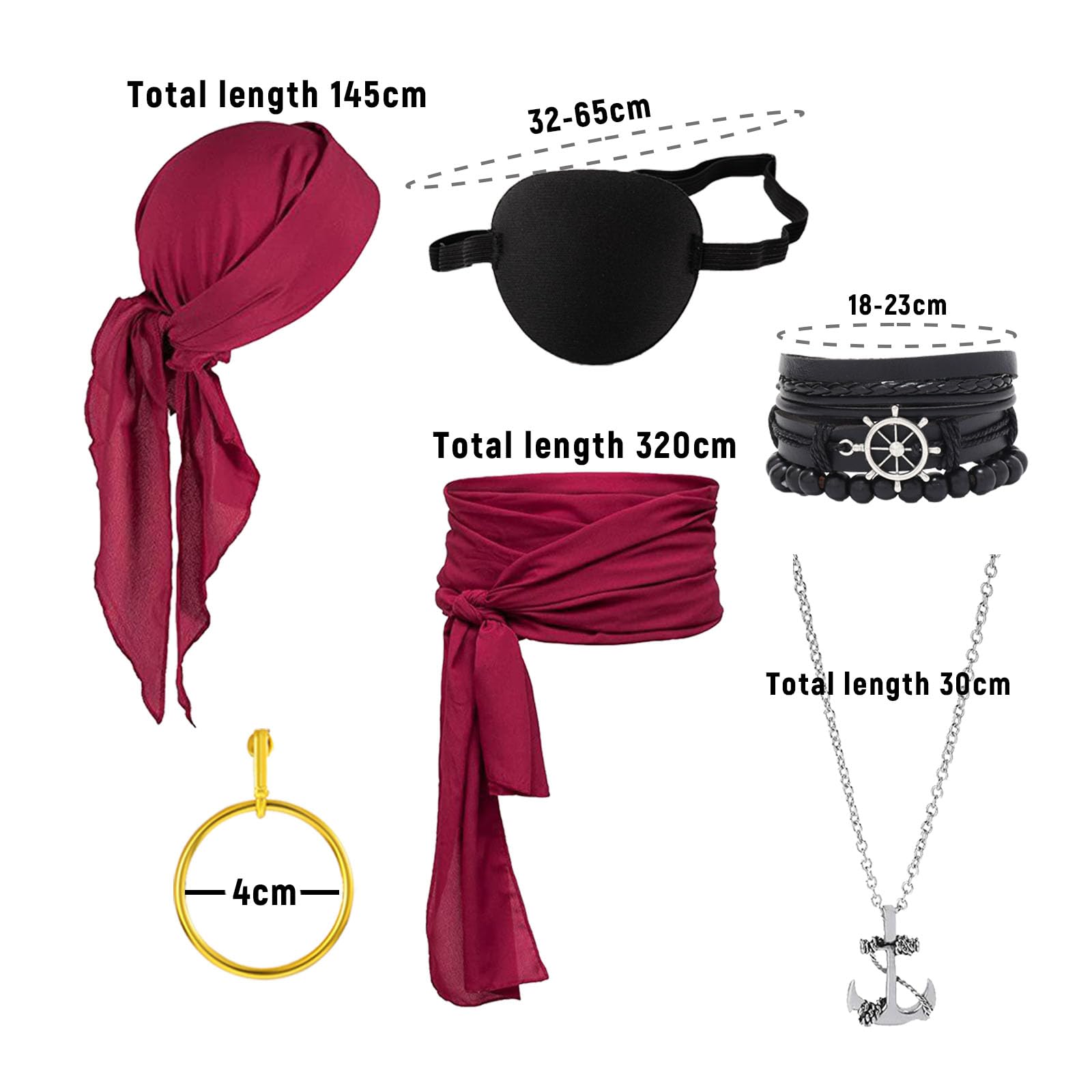 Lufdegim Medieval Pirate Costume Accessory Set Women Men Pirate Accessories Women's Headband Waist Belt Eye Patch Costume Pirate for Halloween Carnival Cosplay Party Accessories - Image 2