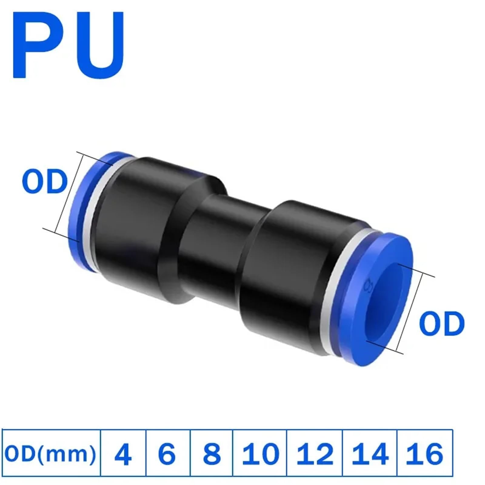 Conector neumático PE 4 6 8 10 12m Conectores conectar Tubo de plástico de 3 vías Conector de Tubo de Manguera 100 Uds(10mm(100pcs))