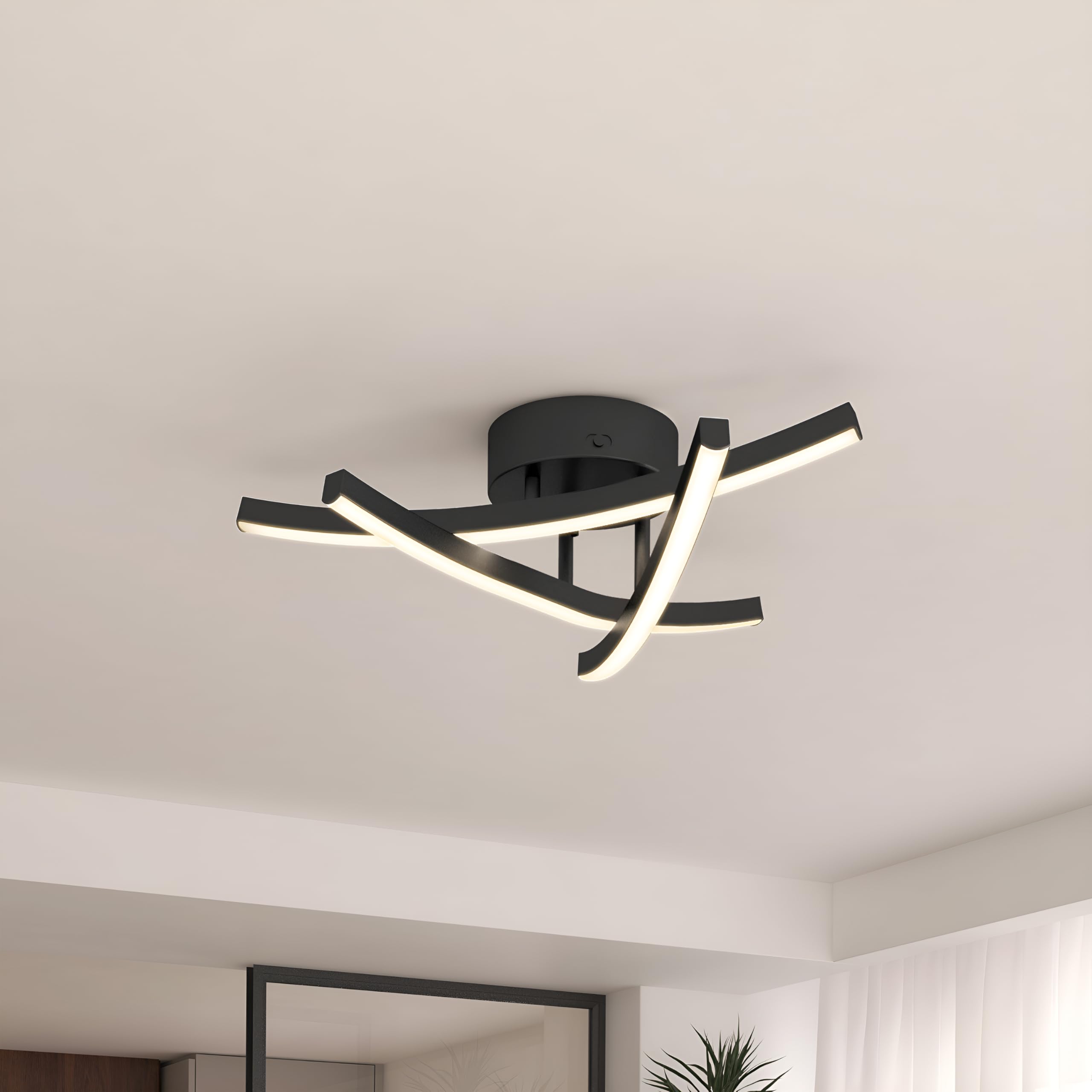 Artika Orly Modern Matte Black Ceiling Light, Dimmable Integrated LED, Multiple CCT Flush Mount Ceiling Light, Energy Efficient Ceiling Light Fixtures for Contemporary Home Décor