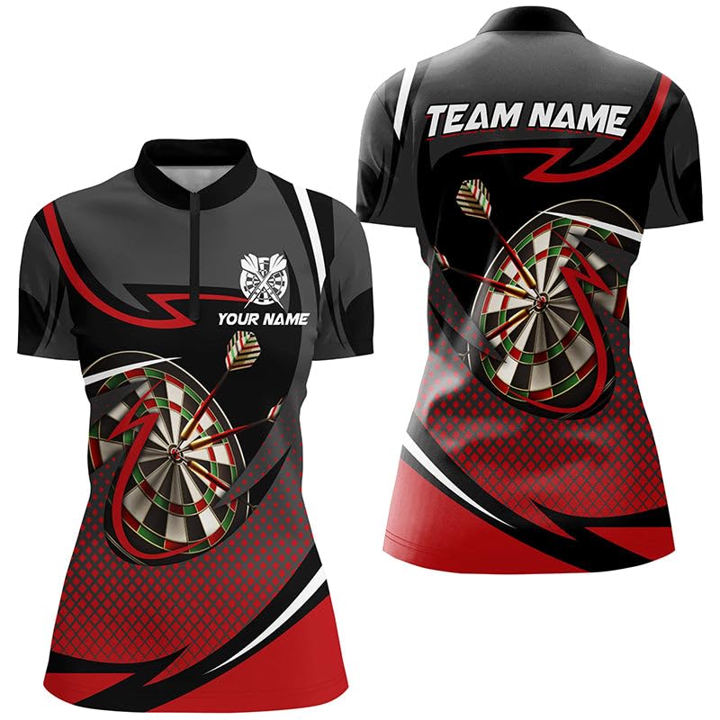 Personalisierte Dartscheibe 3D Bedruckte Dart-Shirts für Herren & Damen Individuelle Dart-Team-Trikots Kleidung | Rot T1821