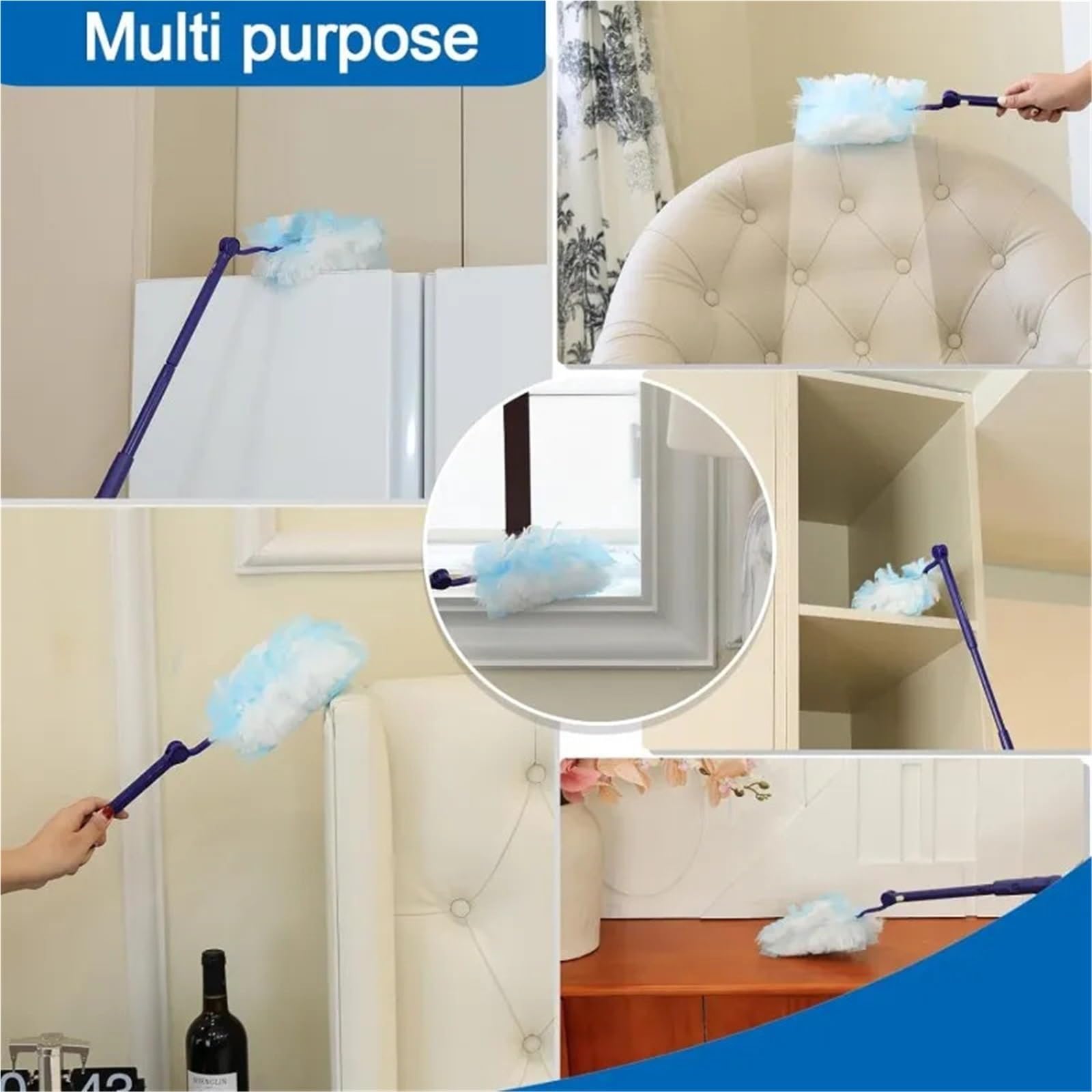 Plumero Atrapapolvo con Cabezales de Repuesto, Cepillo Limpieza escalable, recambios Plumero, Herramienta electrostática for el hogar y la Oficina(AB 20PCS Cloth)