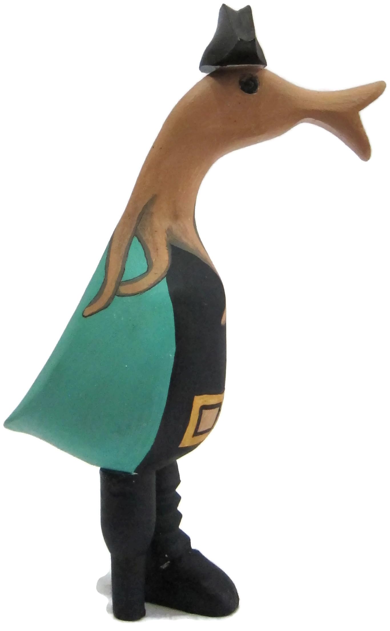Brave Wings Hand Carved Wooden Bamboo Duck ~ Pirate Duck with Tentacle Hair 23cm High ~ Ornament Sculpture Figurine Statue Unique Table Decoration Home Decor ~ 1308
