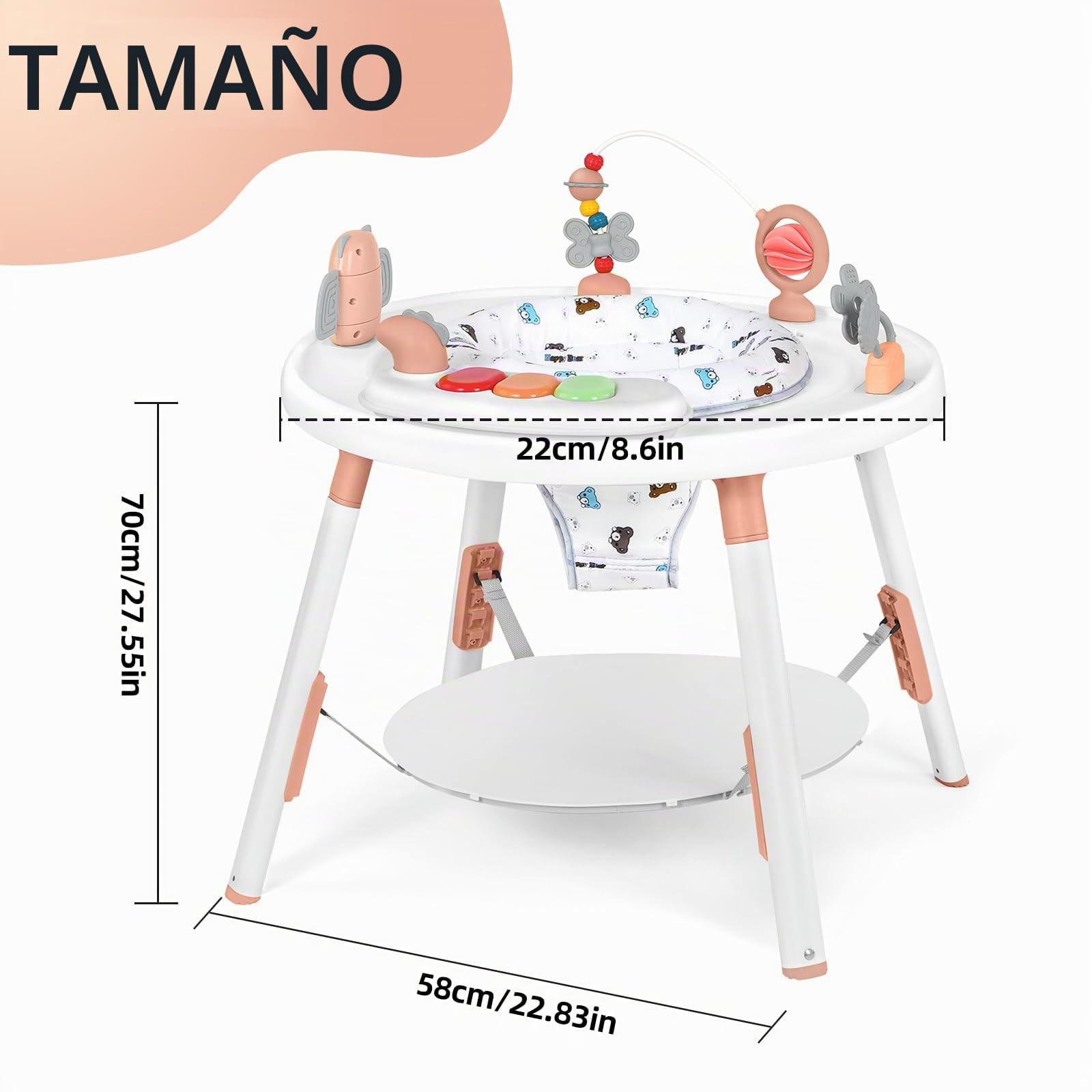 UBRAVOO Centro de Actividades para Bebés, Mesa para Bebés 3 en 1 con Juguetes Extraíbles y Asiento Giratorio 360°, Ideal para el Desarrollo y Entretenimiento del Niño Pequeño (Verde) (Rosa)