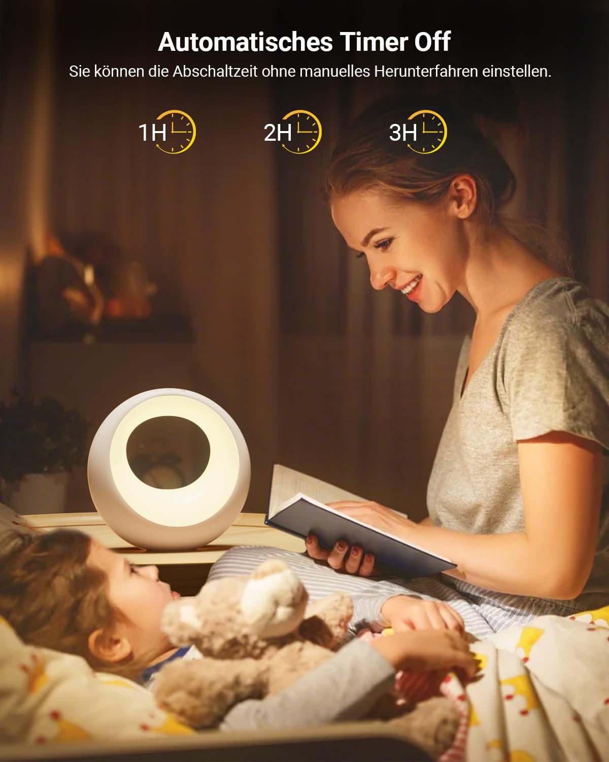 Bonsery Nachttischlampe 2er Set, Led Nachttischlampe Touch Dimmbar mit Fernbedienung, Tischlampe Kabellos mit RGB Farbwechsel, Nachtlampe Rund mit Timer & Memory für Wohnzimmer Kinderzimmer Geschenk