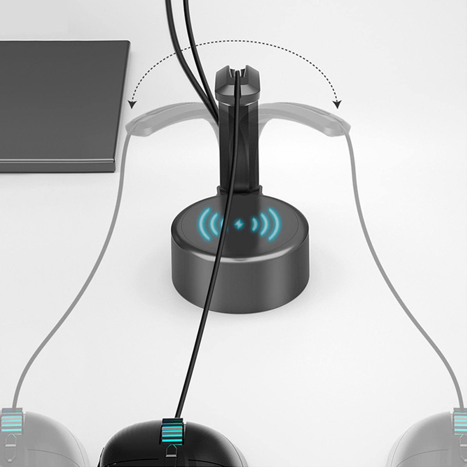 Flexible Gaming Mouse Cable Holder Fixer Mouse Bungee w Wireless Charging