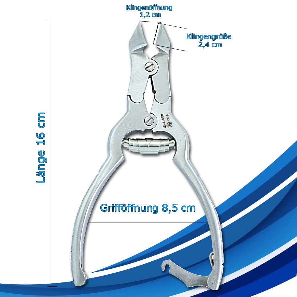 SMI 16 cm Kopfschneider mit doppelter Übersetzung – präzise Kopfzange für starke Fußnägel, Fussnagelzange & Nagelzangen für Fußnägel, Edelstahl Fußnagelknipser mit Etui